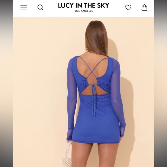 Lucy In the Sky Long Sleeve Bodycon Dress in Blue - Picture 3 of 3